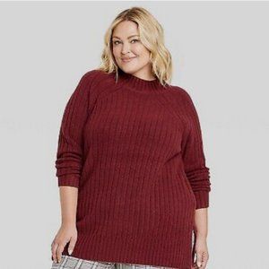 Ava Viv Mock Neck Sweater Sz 2X Rust  NWOT